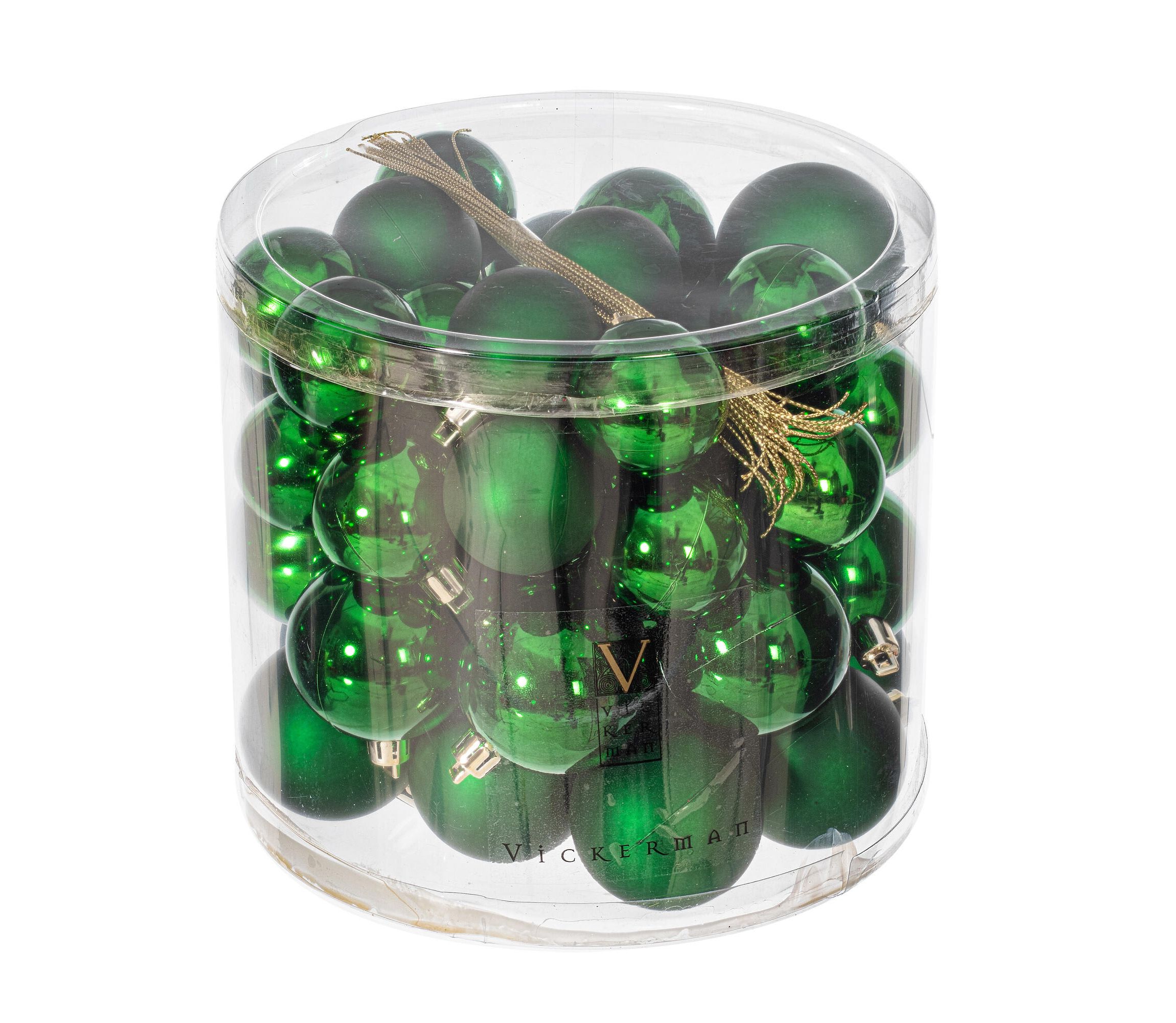 Vickerman 1.5"-2" Green Shiny and Matte Ball Ornament, 50 per Box