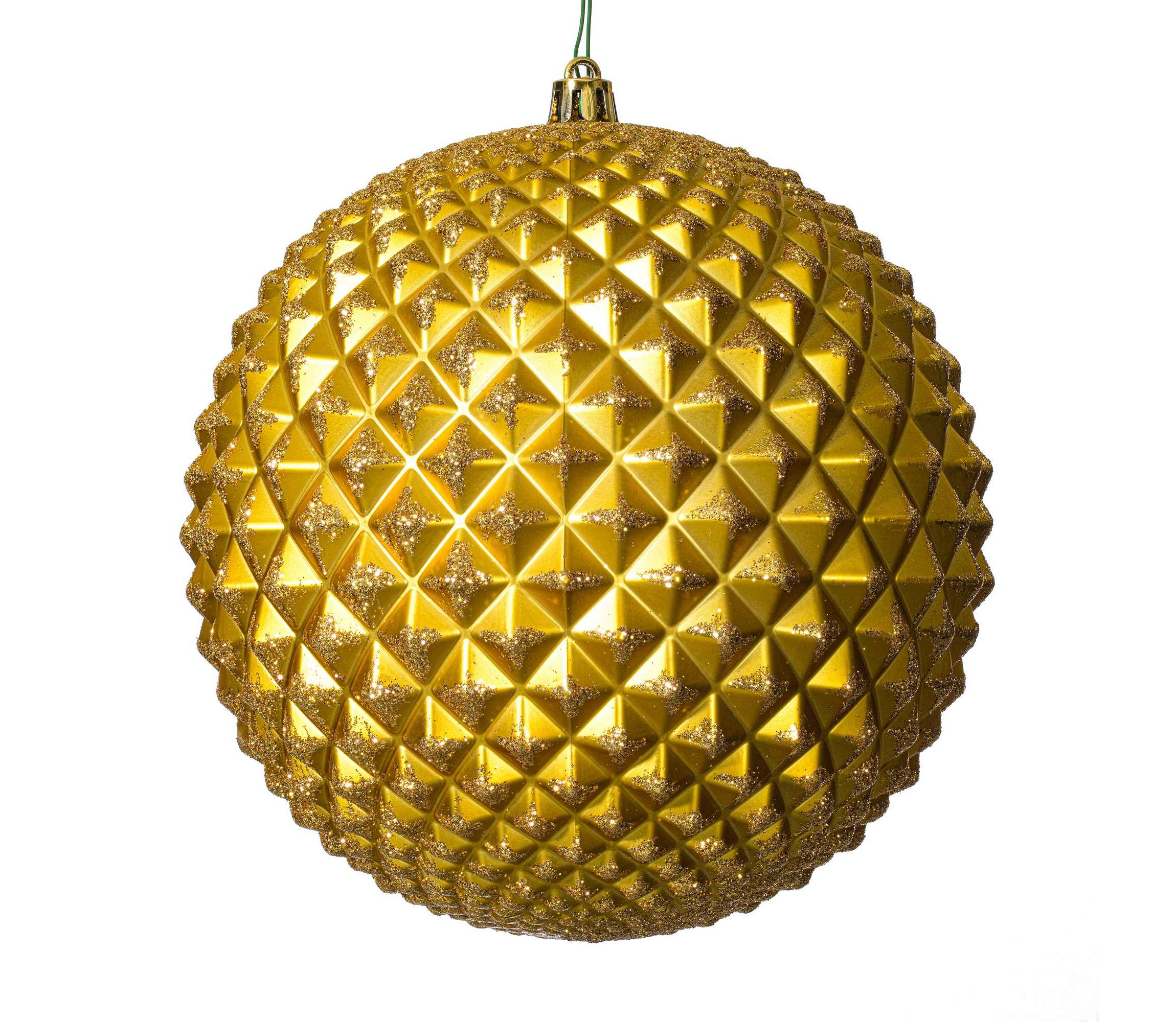 Vickerman 6" Gold Durian Glitter Ball Ornament, 4 per Bag