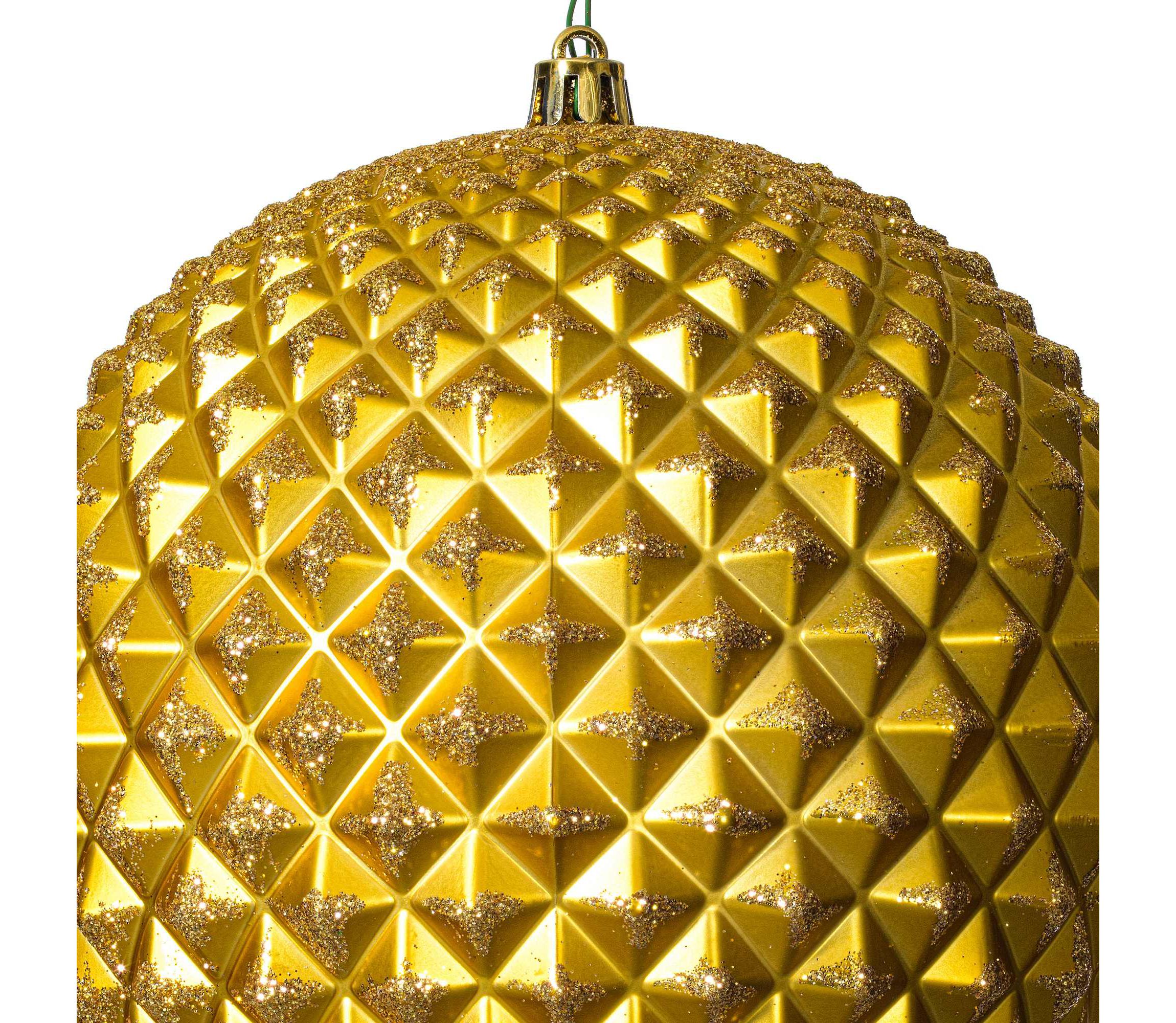 Vickerman 6" Gold Durian Glitter Ball Ornament, 4 per Bag