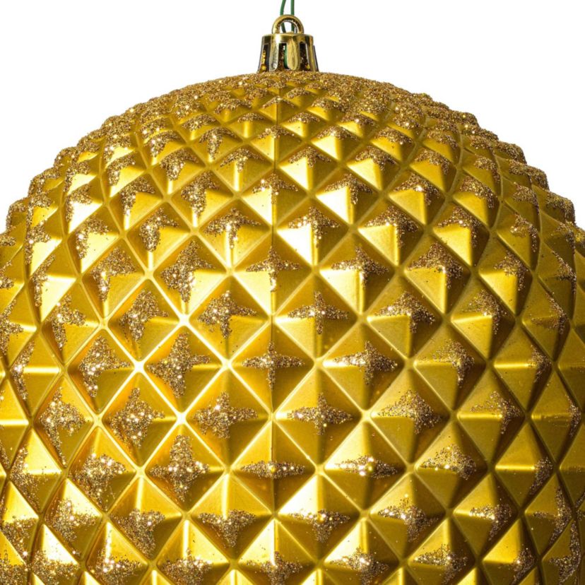 Vickerman 6" Gold Durian Glitter Ball Ornament, 4 per Bag