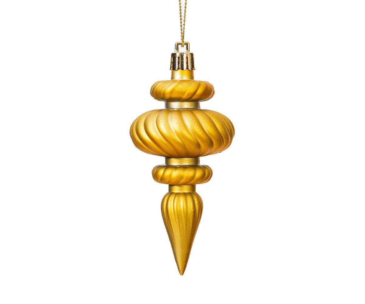 Vickerman 4" Gold 4-Finish Finial Ornament, 8 per Box