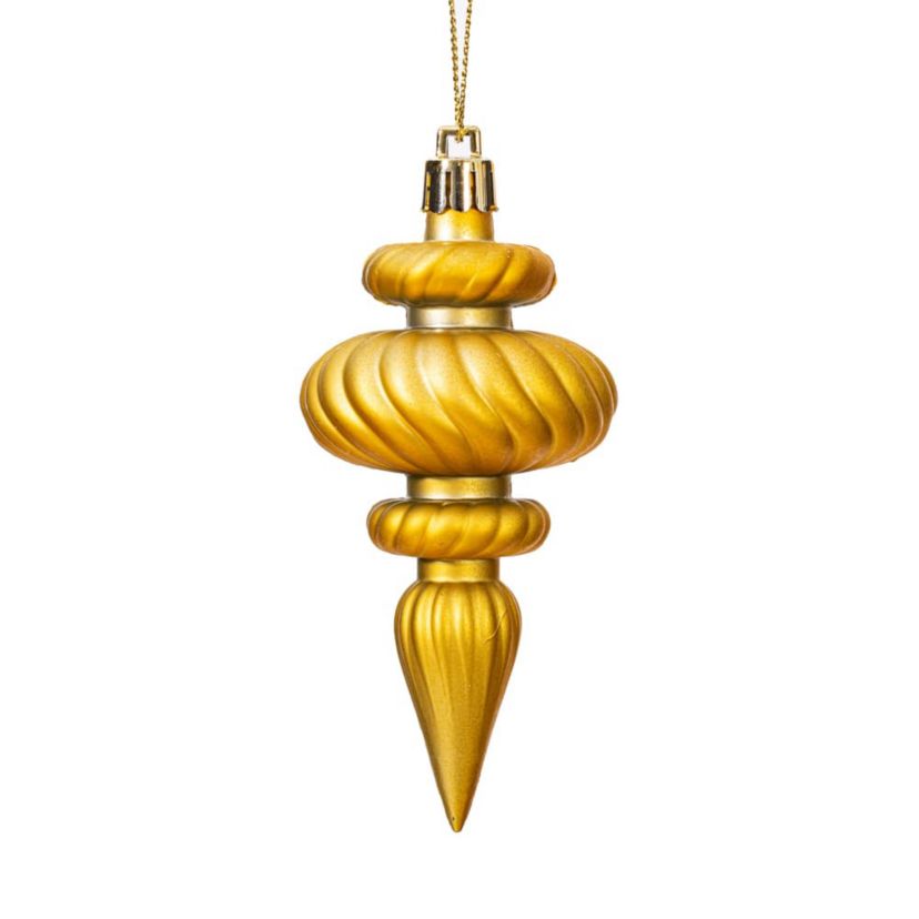 Vickerman 4" Gold 4-Finish Finial Ornament, 8 per Box