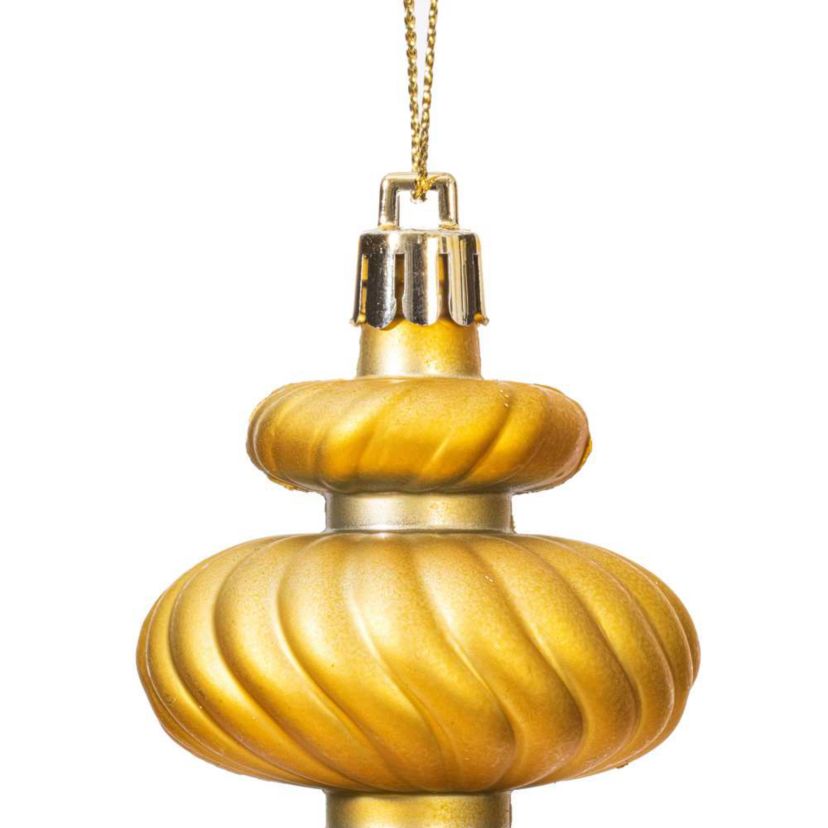 Vickerman 4" Gold 4-Finish Finial Ornament, 8 per Box