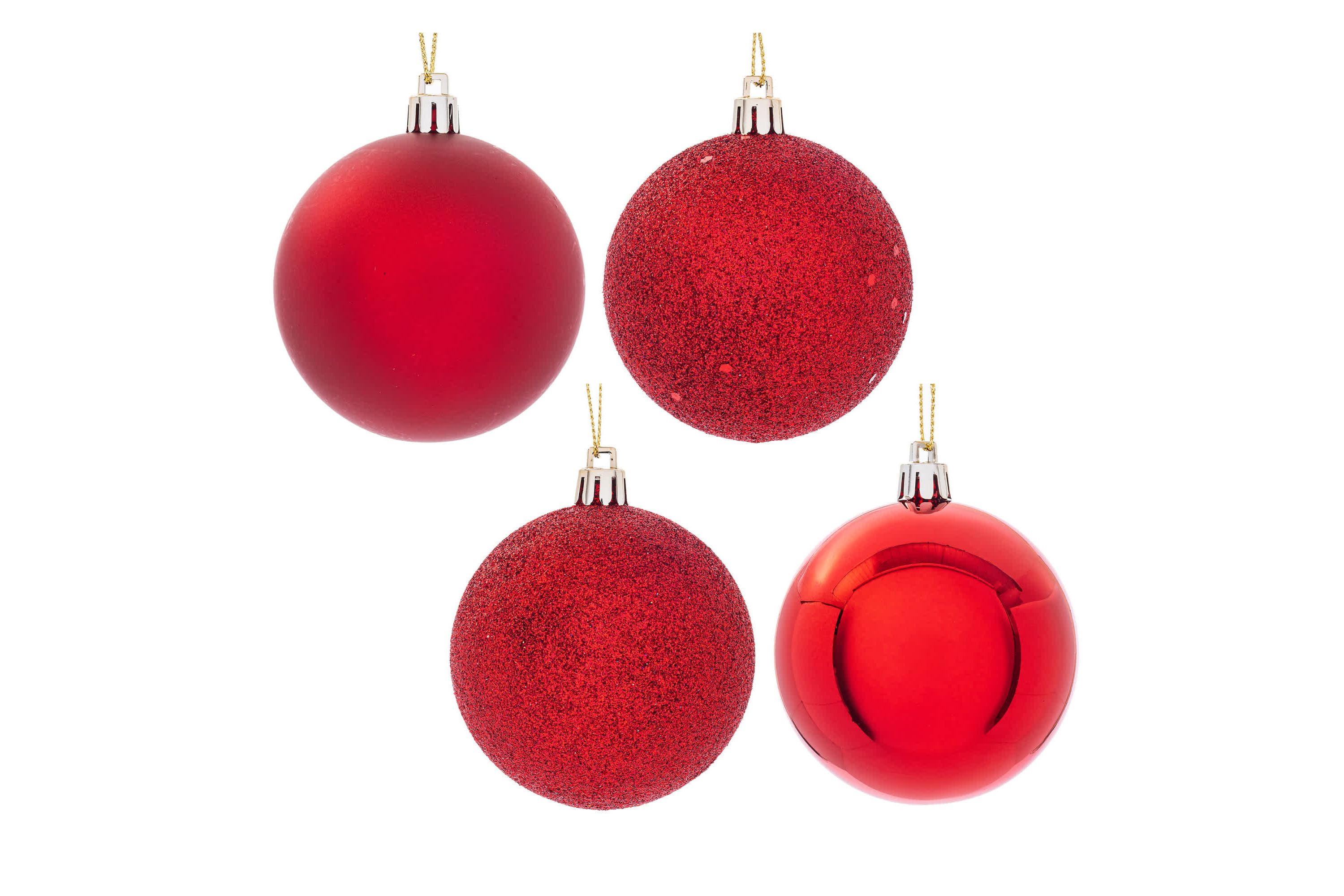 Vickerman 2.75" Red 4-Finish Ball Ornament Assortment, 20 per Box