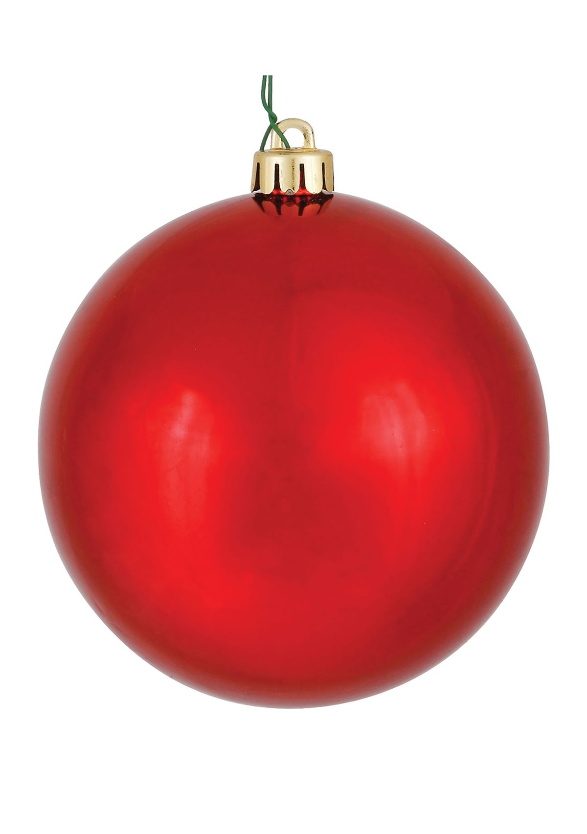 6 Red Shiny Ball Christmas Ornament Set 
