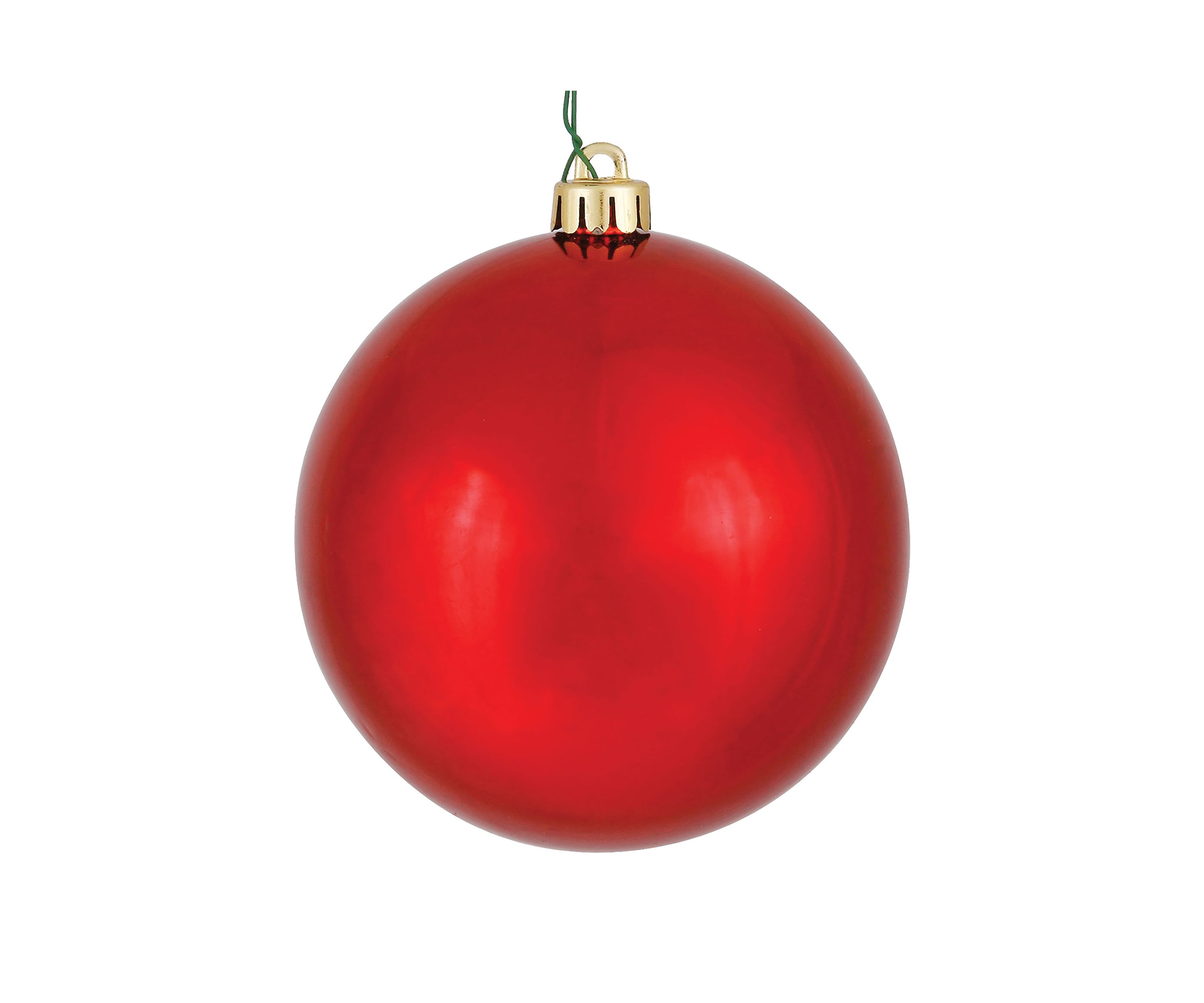 6 Red Shiny Ball Christmas Ornament Set 