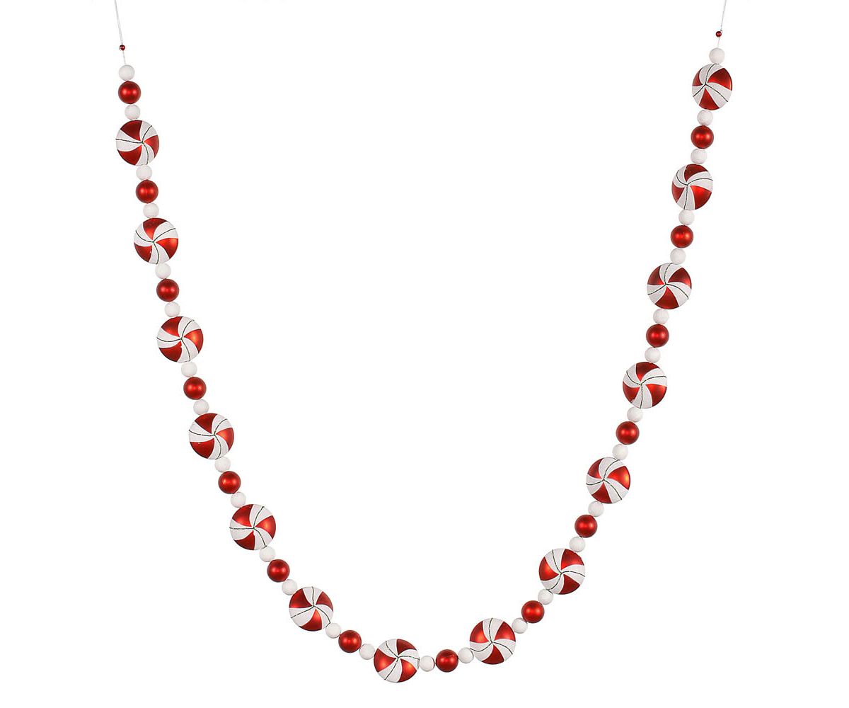 Vickerman 6 Red-White Candy Christmas Garland