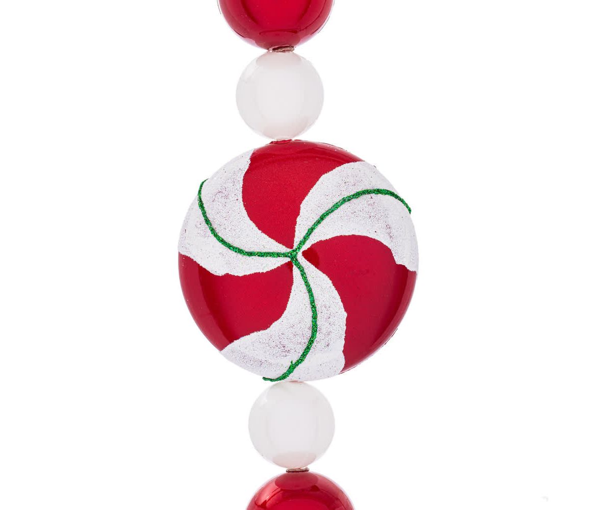 Vickerman 6 Red-White Candy Christmas Garland
