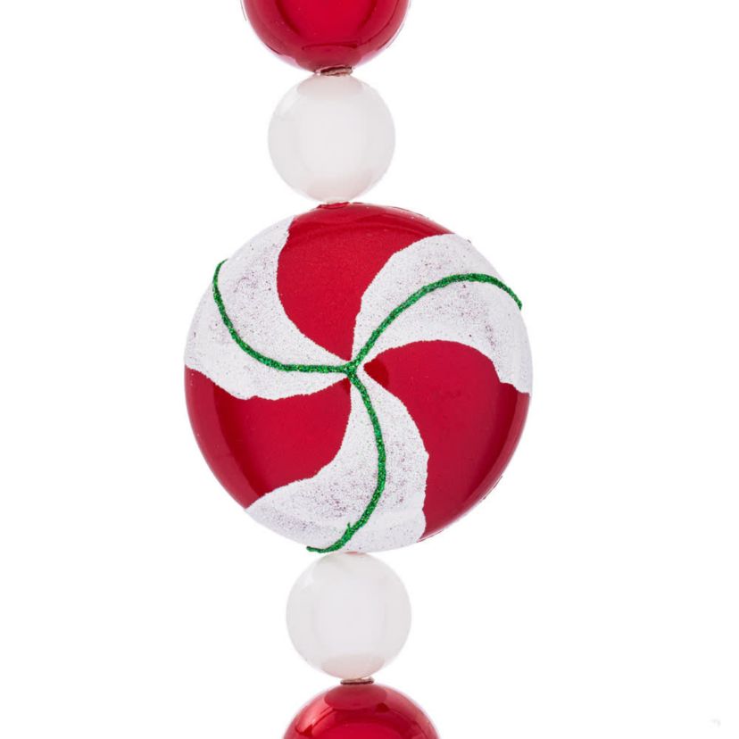 Vickerman 6 Red-White Candy Christmas Garland