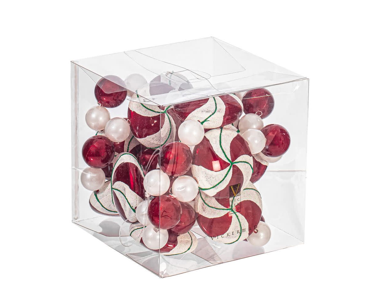 Vickerman 6 Red-White Candy Christmas Garland