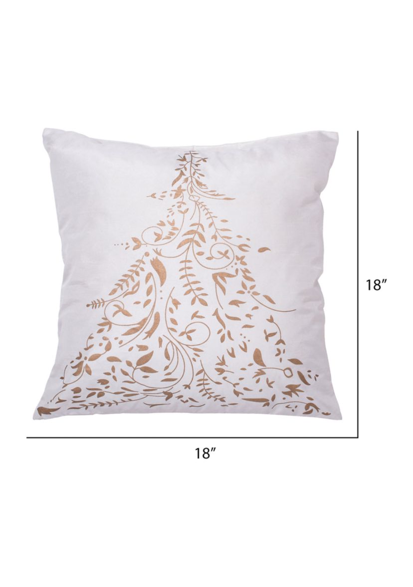 Decorative 18 in x 18 in Gold Stamped Tree Pillow