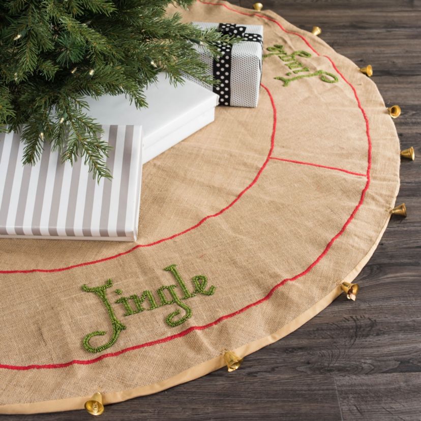 Vickerman Decorative 60" Burlap Jingle Collection Christmas Tree Skirt