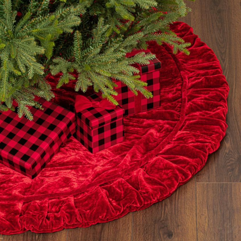 Vickerman 60" Plush Red Velvet Christmas Tree Skirt