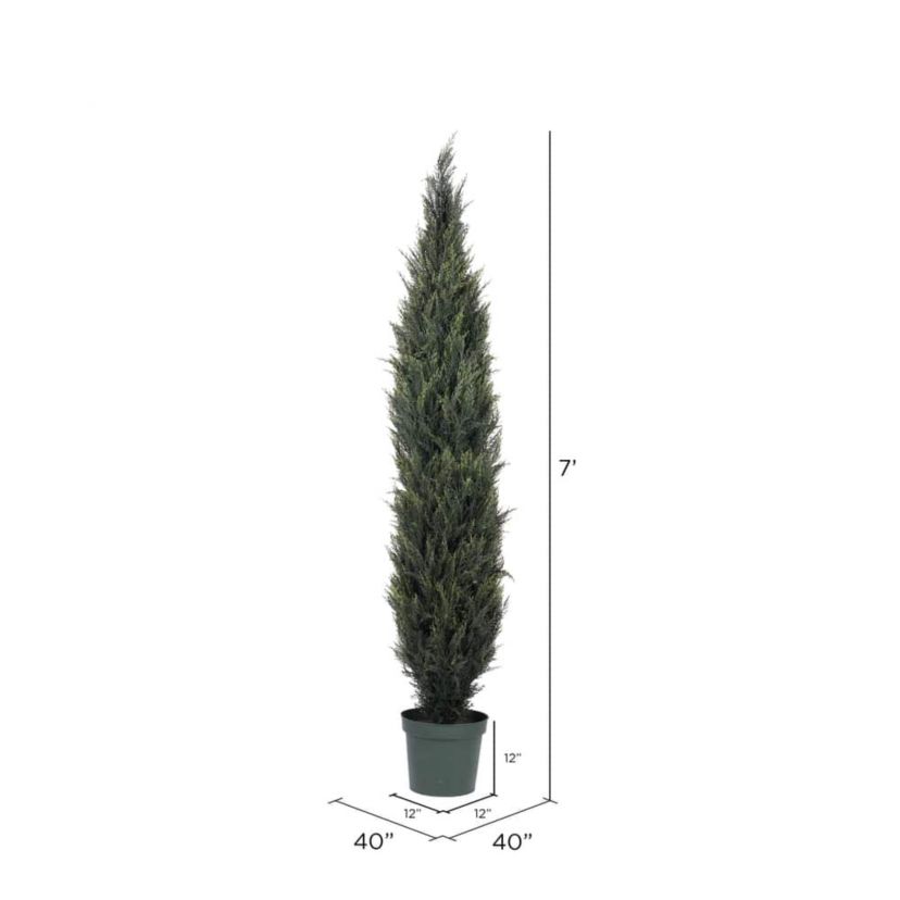 Vickerman 7 Artificial UV Resistant Pond Cypress Tree in Two Tone Green Pot.