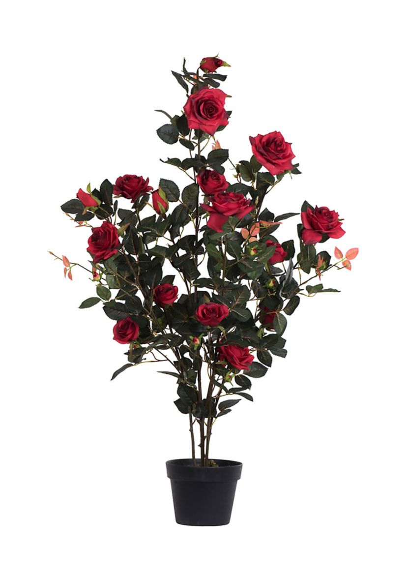 Vickerman 45" Artificial Red Rose Plant in Pot.