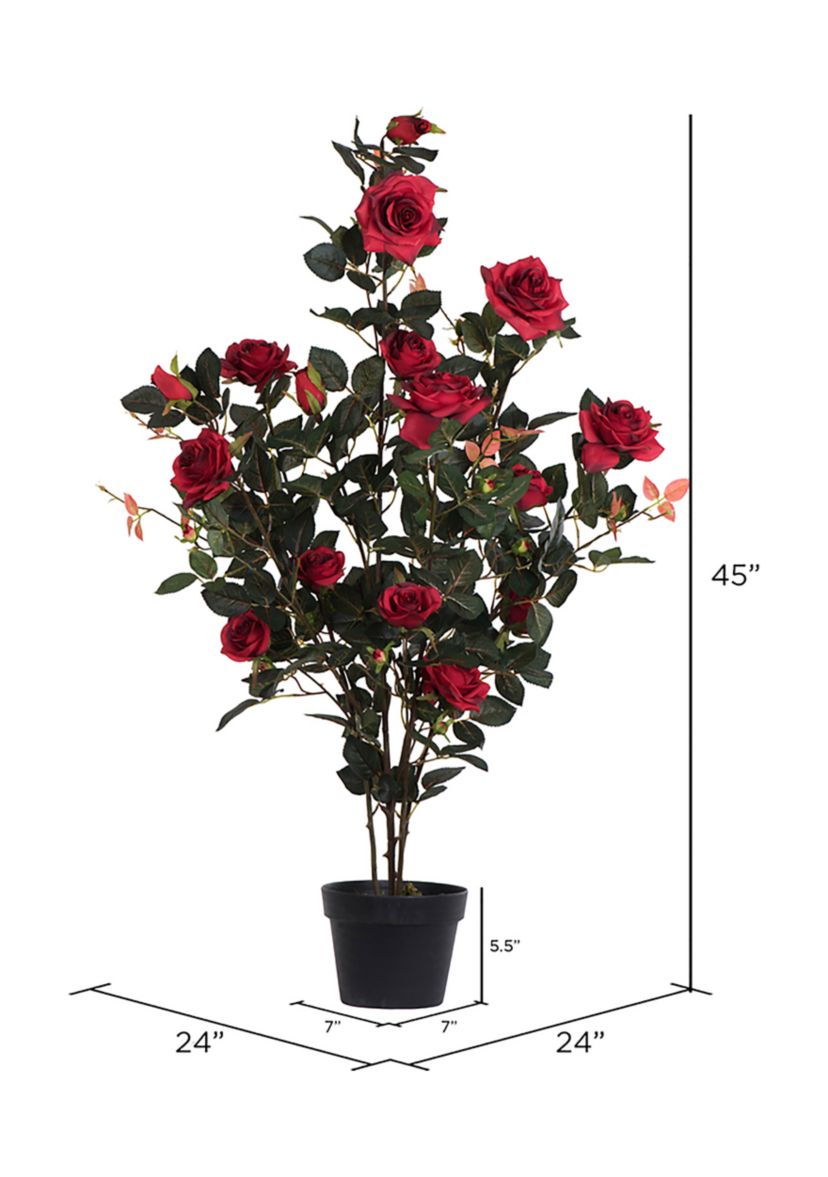 Vickerman 45" Artificial Red Rose Plant in Pot.