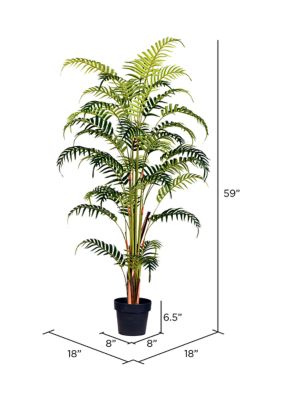 Vickerman 59" Artificial Potted Fern Palm Real Touch Leaves.
