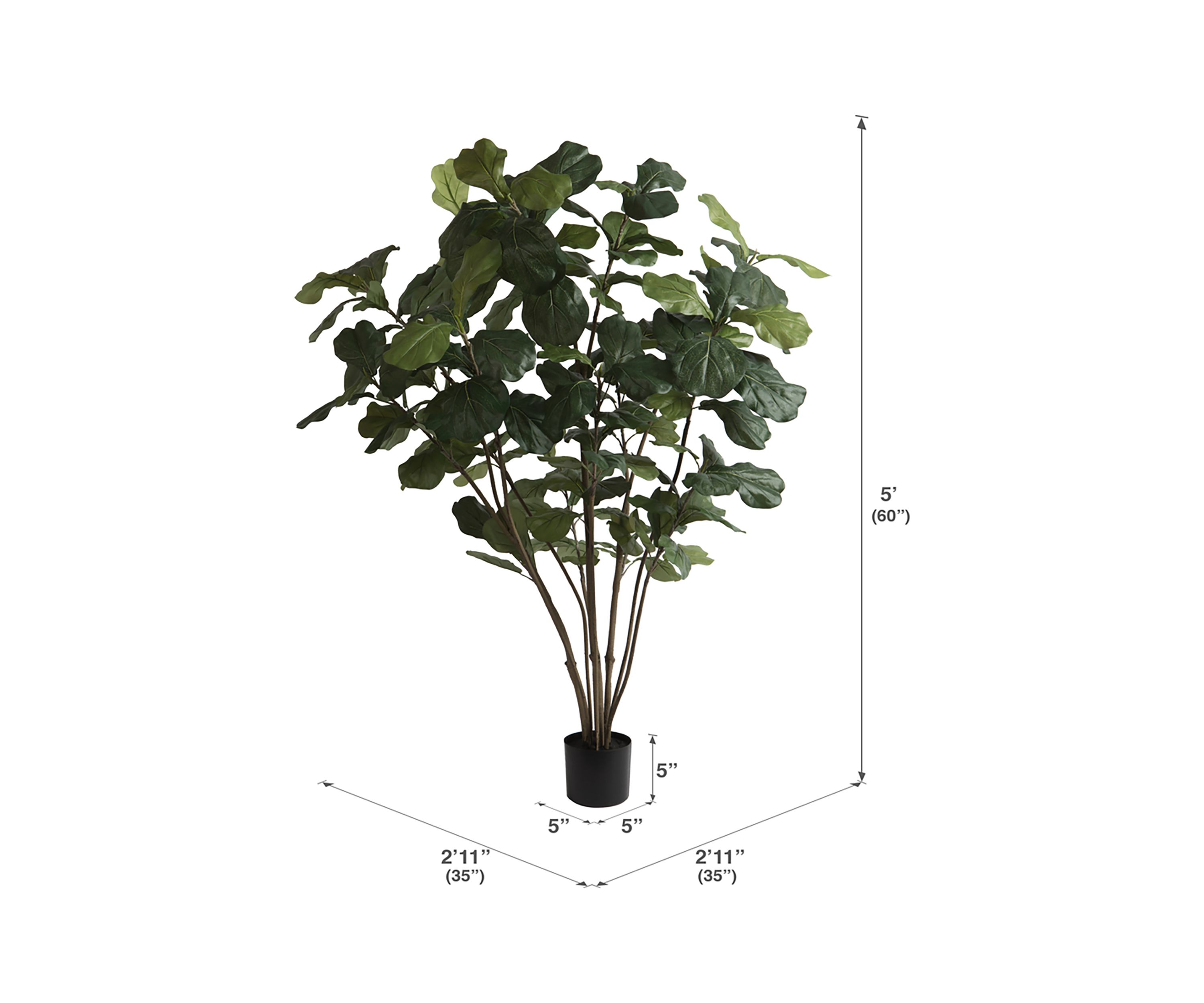 Vickerman 5 Artificial Green Potted Fiddle Tree.