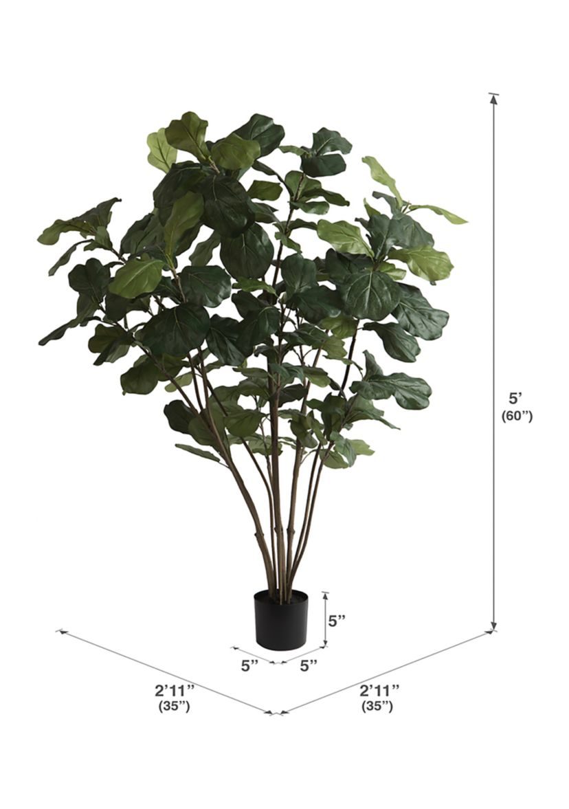 Vickerman 5 Artificial Green Potted Fiddle Tree.