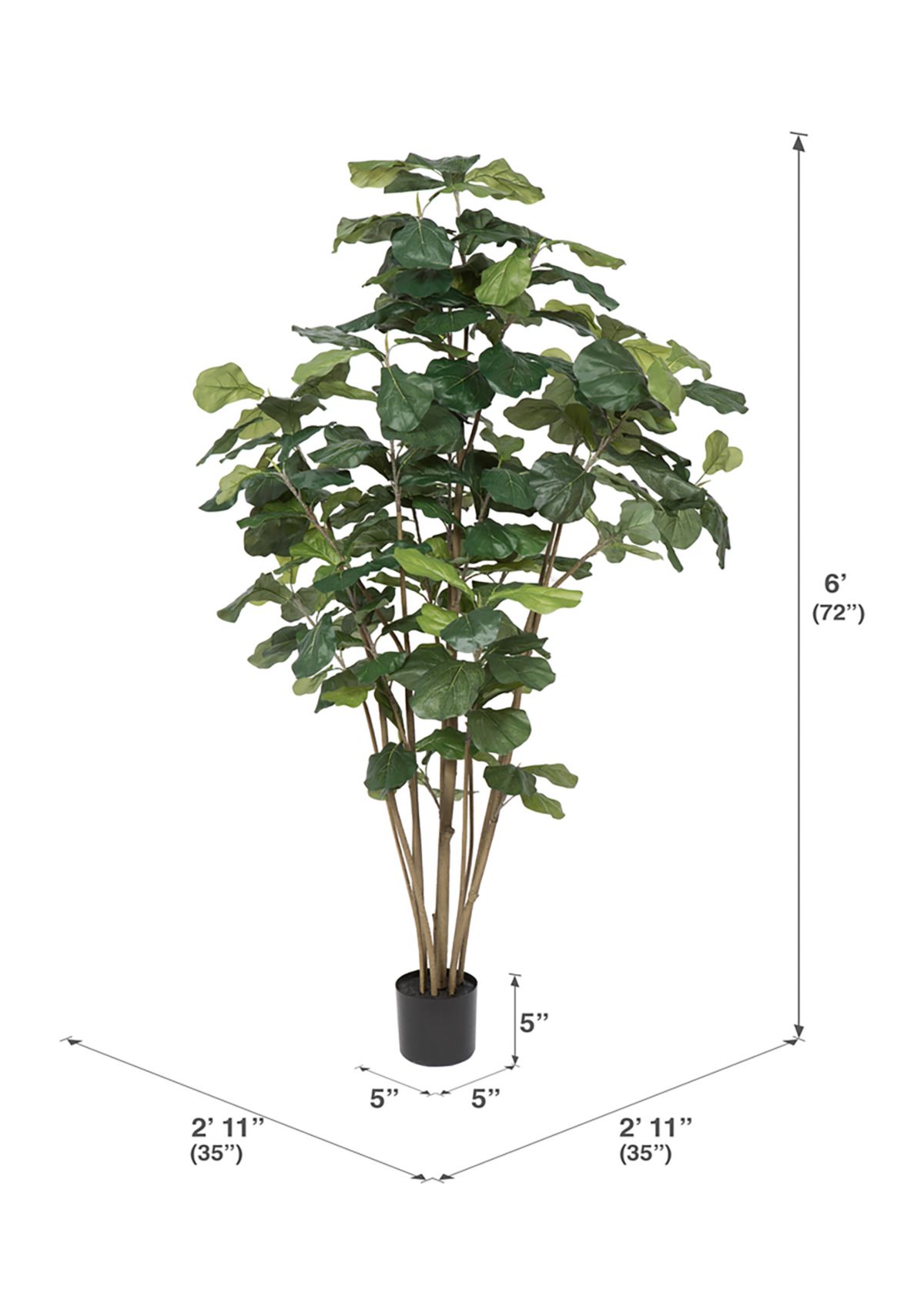 Vickerman 6 Artificial Green Potted Fiddle Tree.