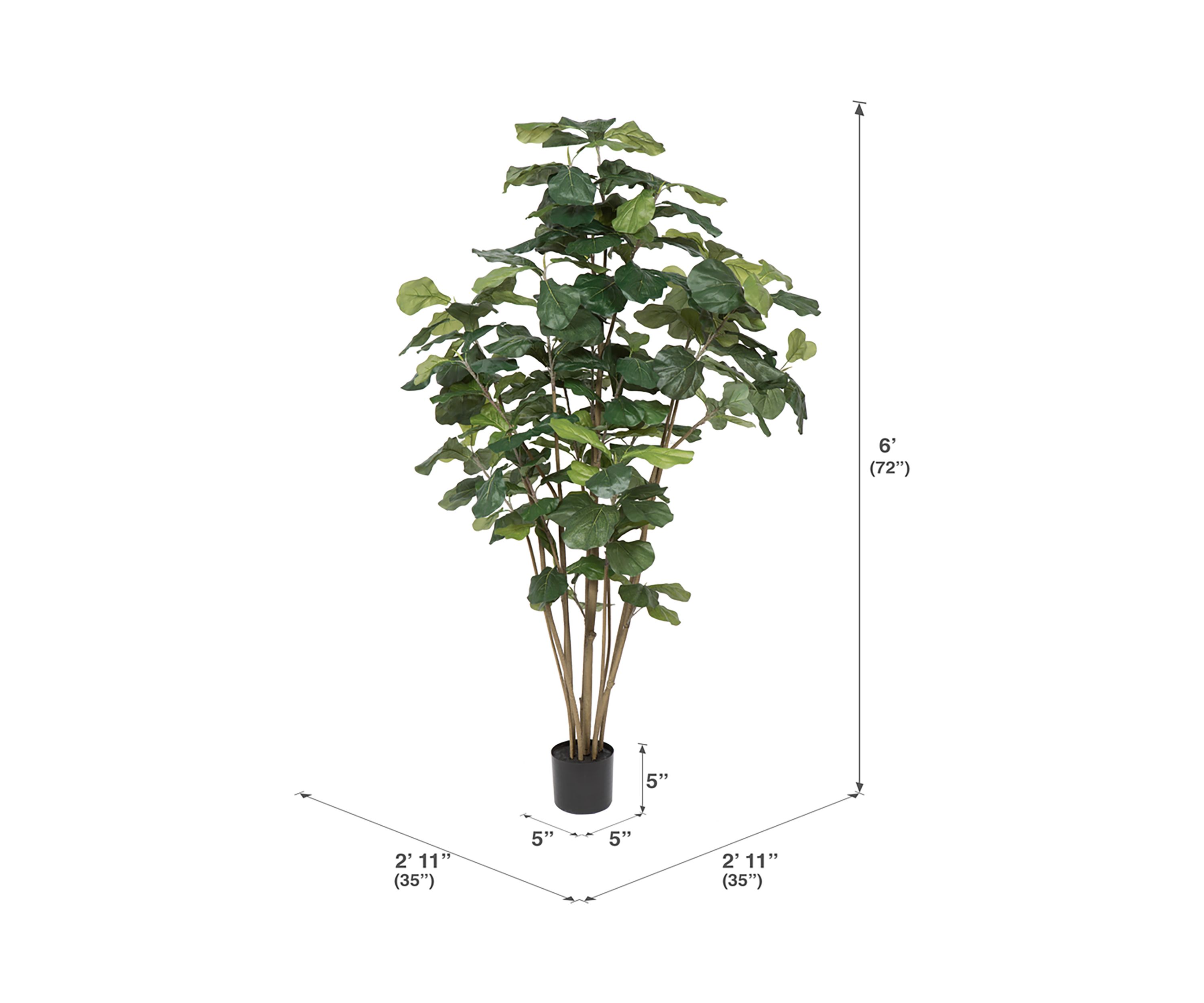 Vickerman 6 Artificial Green Potted Fiddle Tree.