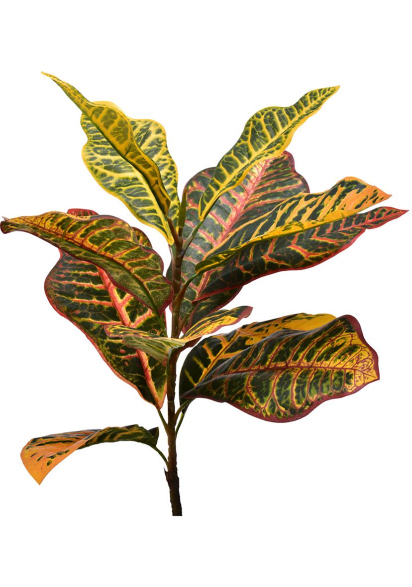 Vickerman 6 Potted Artificial Green and Orange Croton Tree.