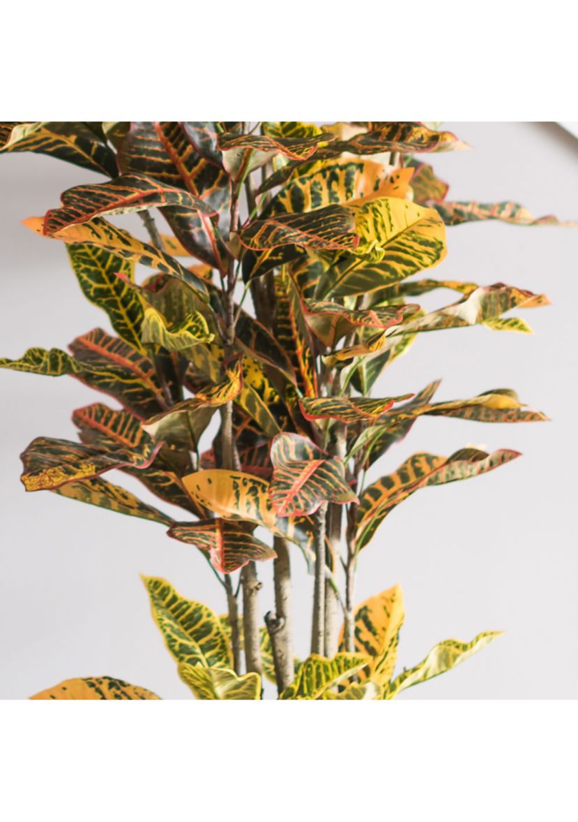 Vickerman 6 Potted Artificial Green and Orange Croton Tree.