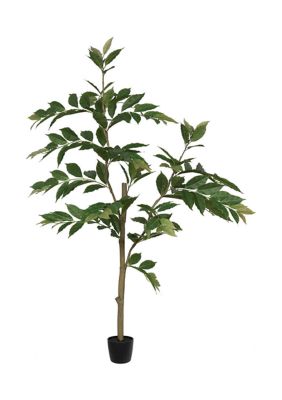 Vickerman 5' Potted Artificial Green Nandina Tree.