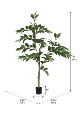 Vickerman 5' Potted Artificial Green Nandina Tree.