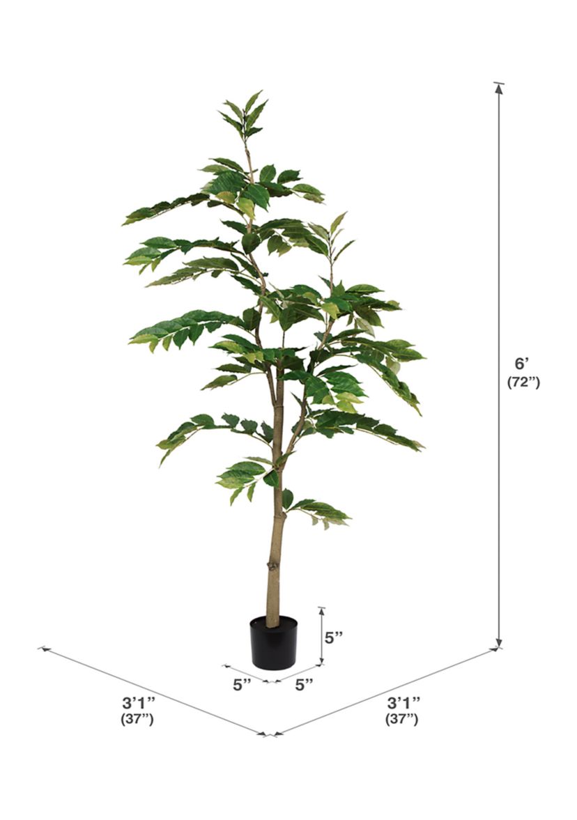 Vickerman 6 Potted Artificial Green Nandina Tree.