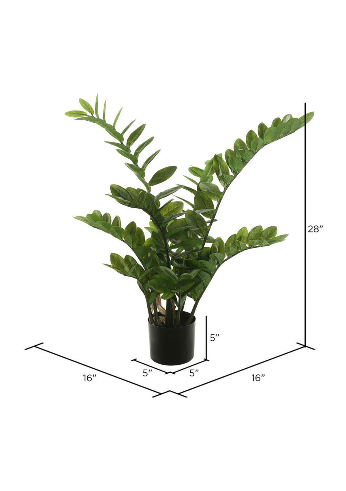 Vickerman 28" Potted Green Zamifolia Artificial Bush.