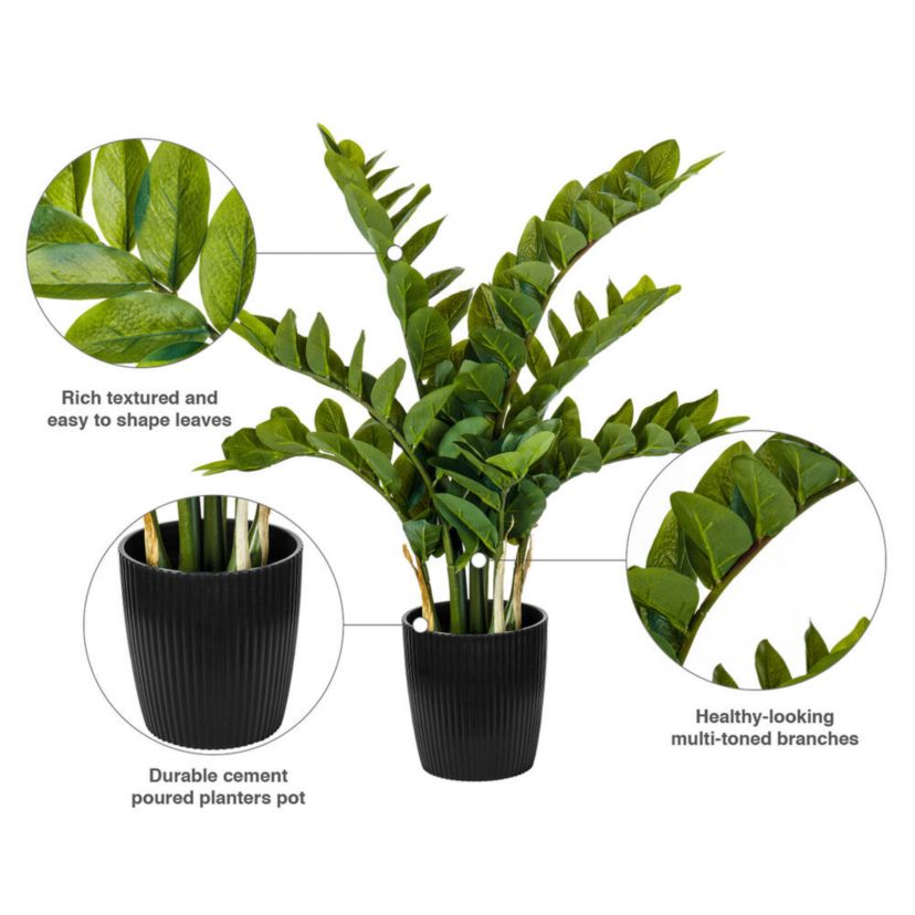 Vickerman 28" Potted Green Zamifolia Artificial Bush.