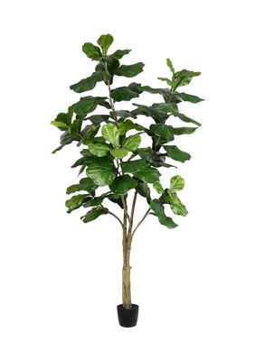 Vickerman 7' Artificial Potted Fiddle Tree, Green