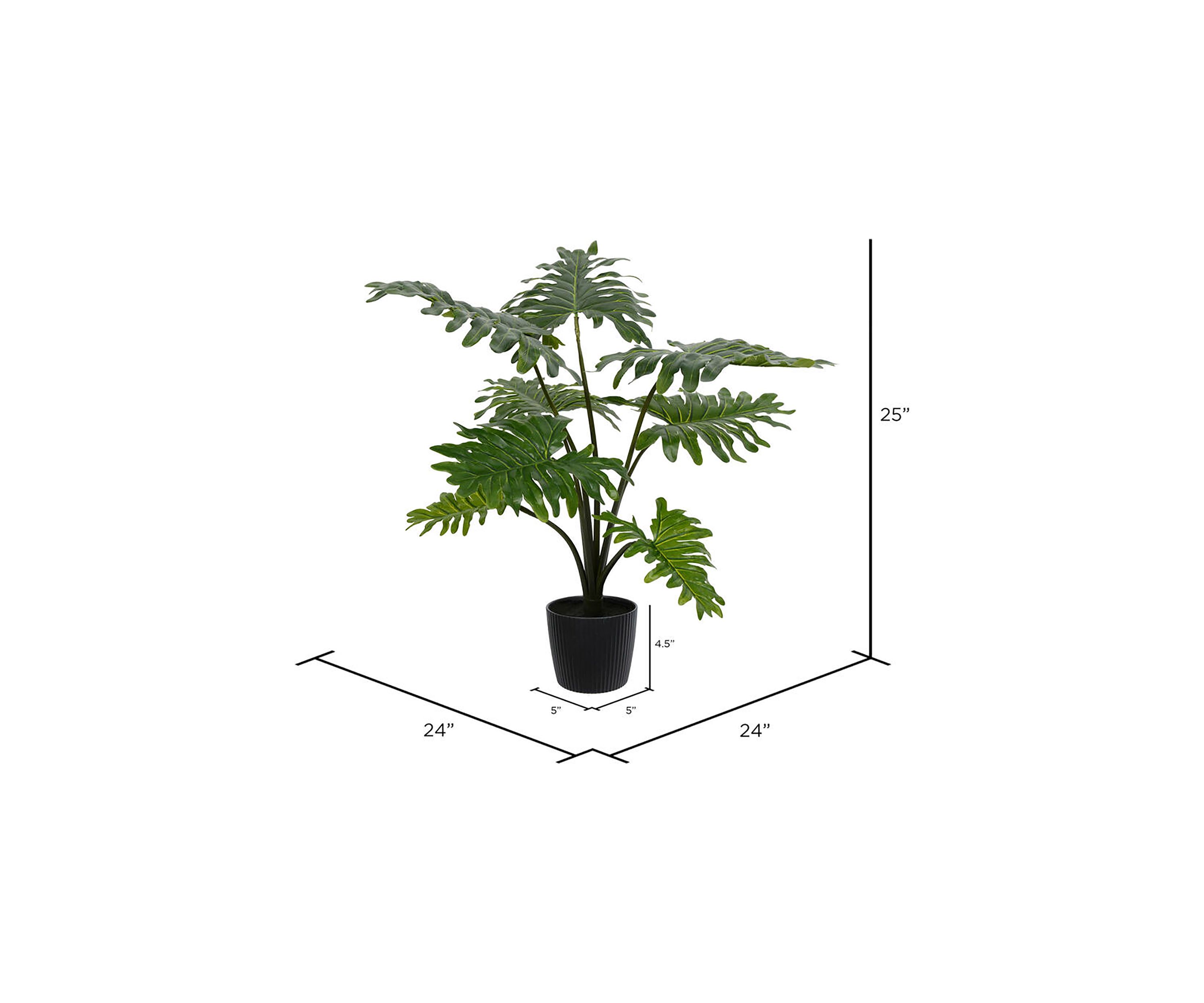 Vickerman 25" Artificial Potted Grand Philodendron Bush.