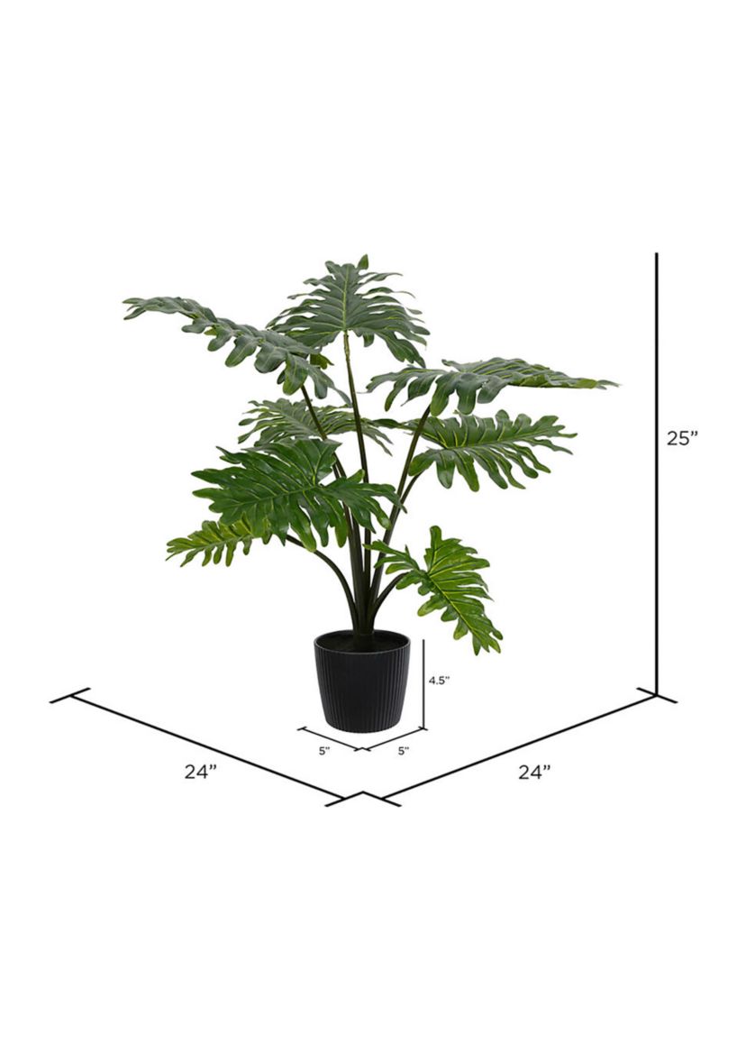 Vickerman 25" Artificial Potted Grand Philodendron Bush.