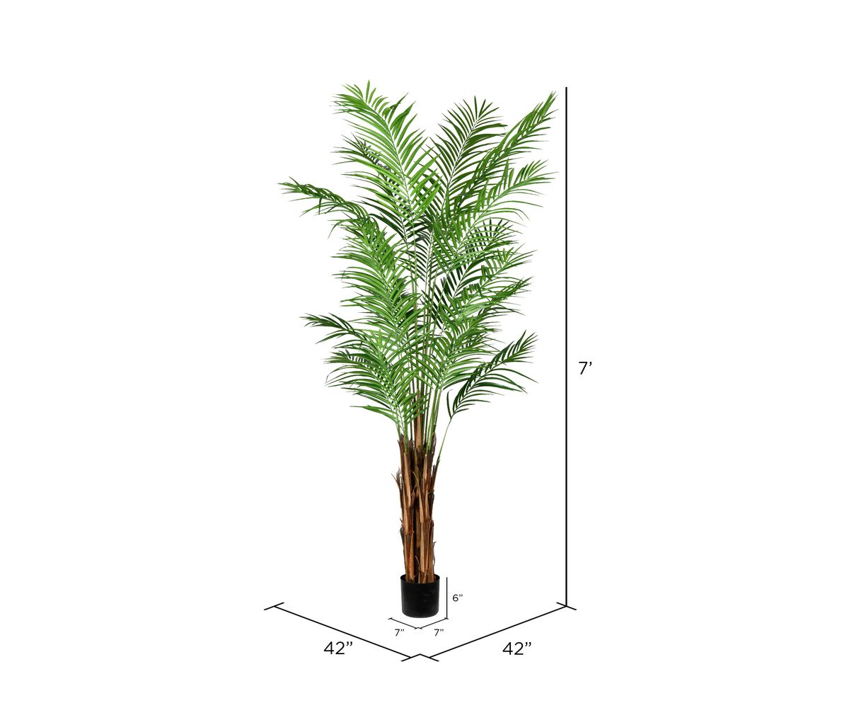 Vickerman 7 Artificial Potted Giant Areca Palm Tree.