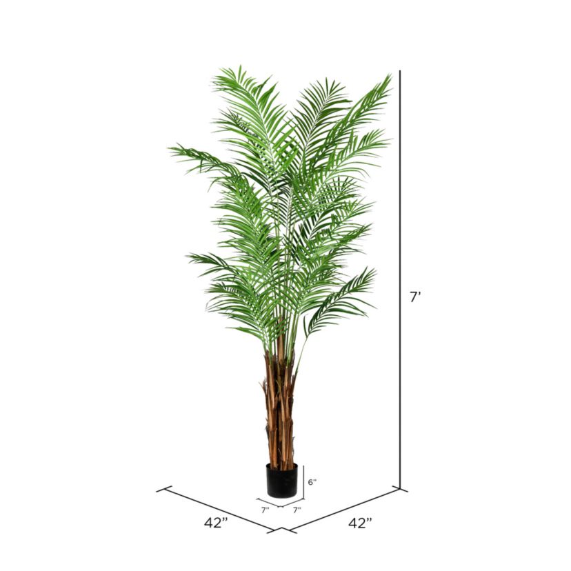 Vickerman 7 Artificial Potted Giant Areca Palm Tree.