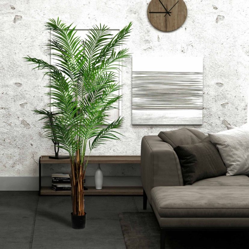 Vickerman 7 Artificial Potted Giant Areca Palm Tree.
