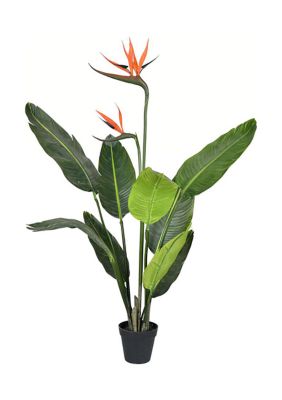 Vickerman Artificial Potted Bird of Paradise Palm Tree, Green