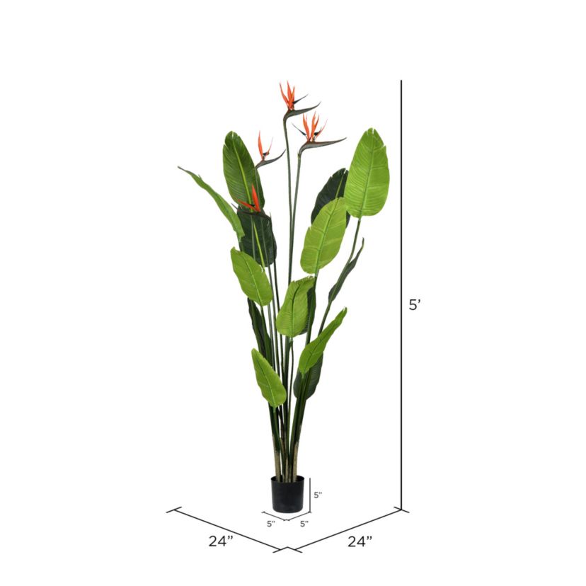 Vickerman 5 Artificial Potted Bird of Paradise Palm Tree.