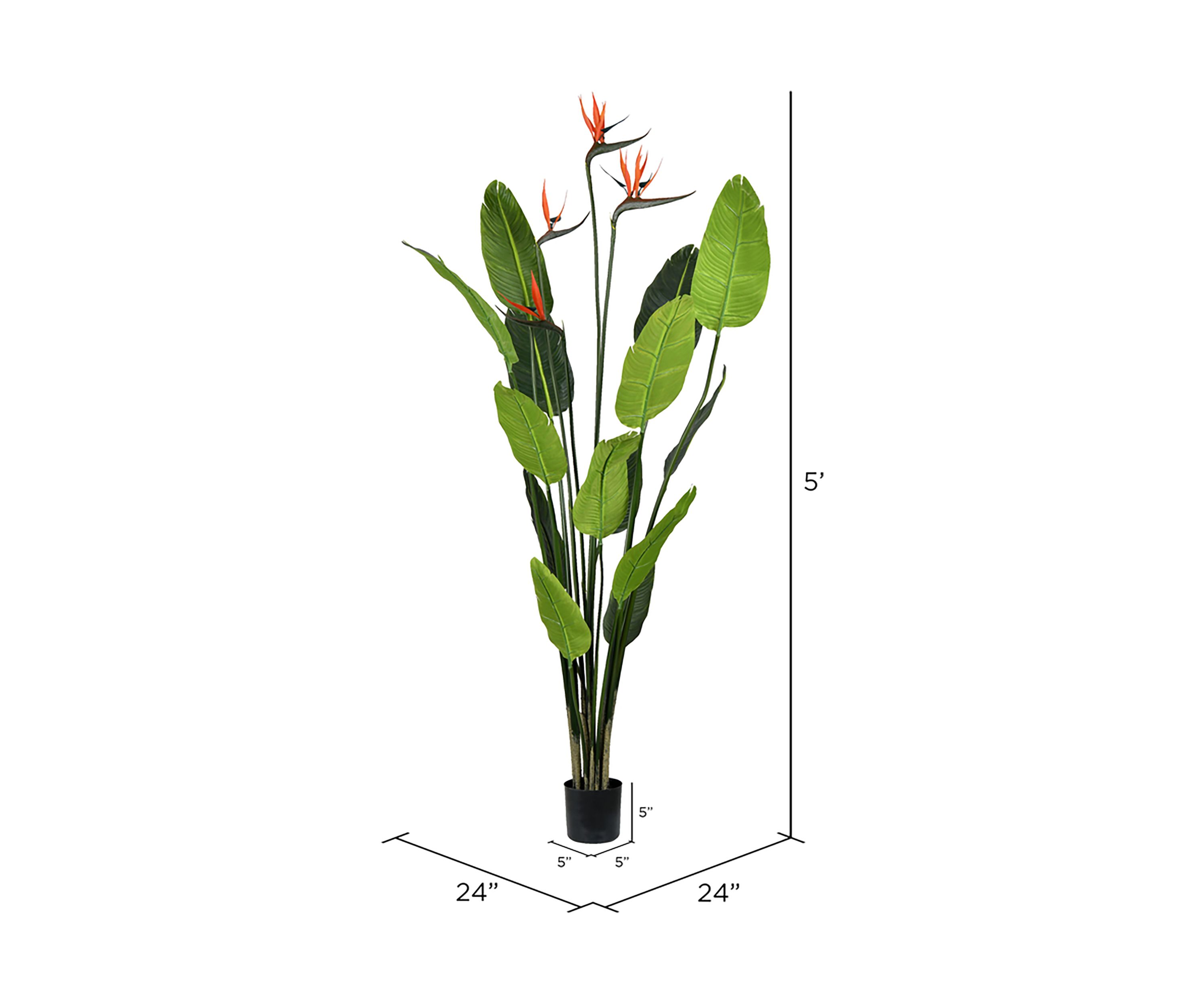 Vickerman 5 Artificial Potted Bird of Paradise Palm Tree.