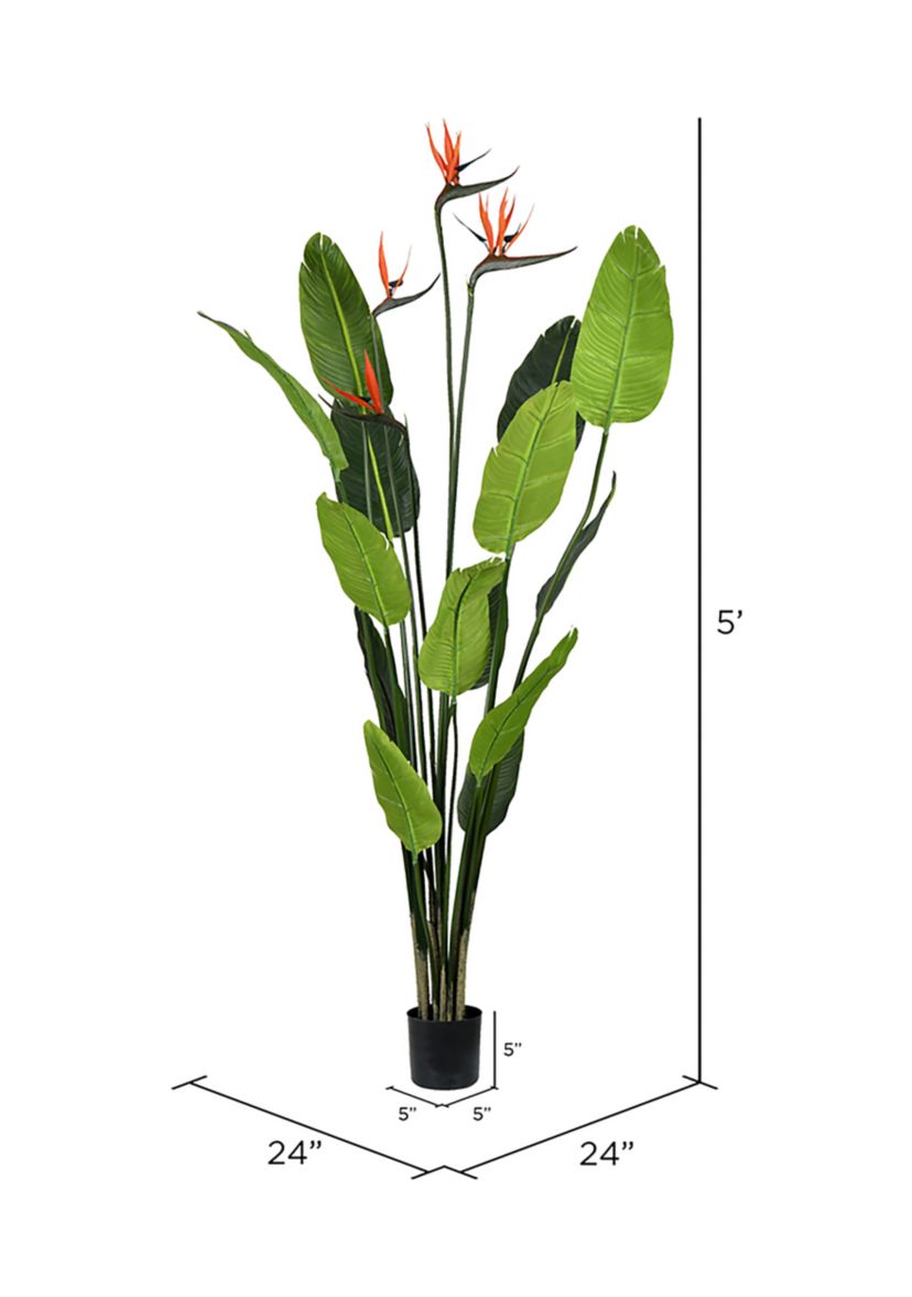 Vickerman 5 Artificial Potted Bird of Paradise Palm Tree.