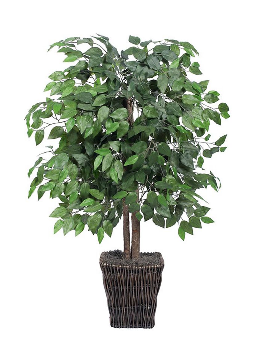 Artificial Ficus Bush, Square Willow Basket.