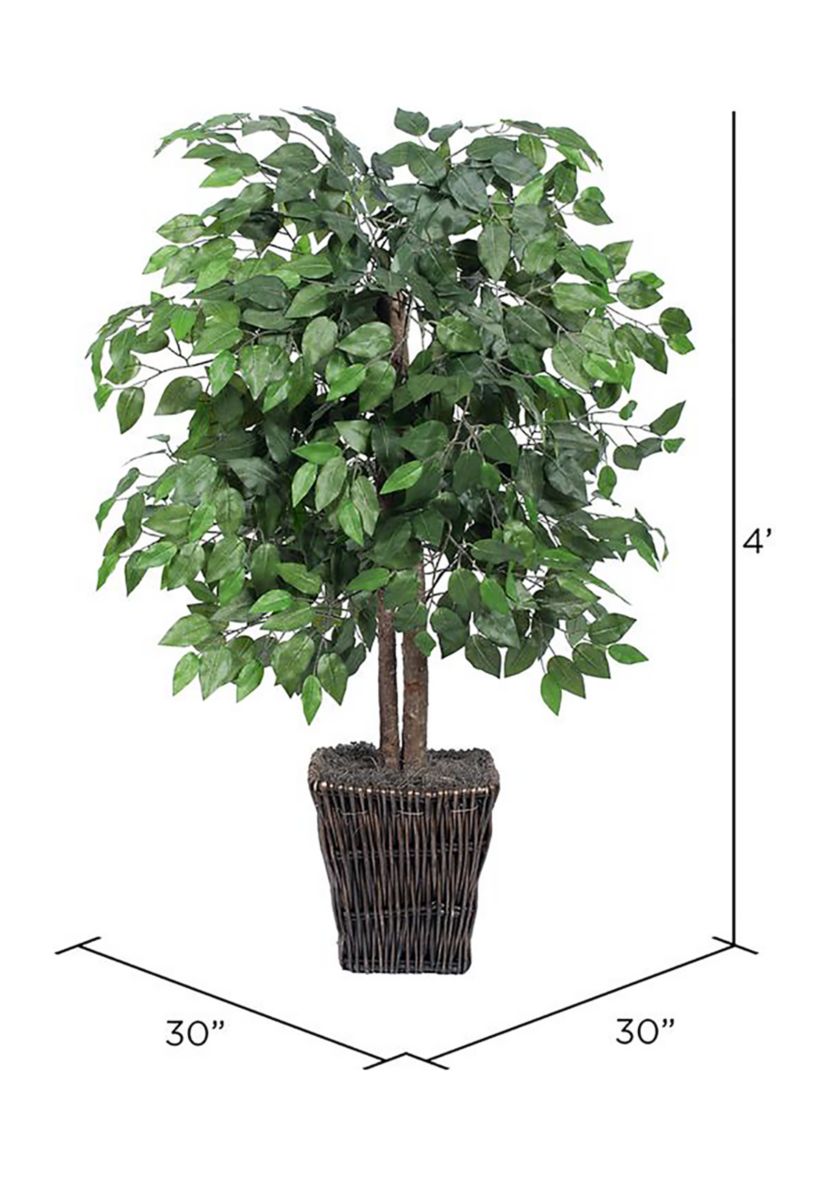 Artificial Ficus Bush, Square Willow Basket.