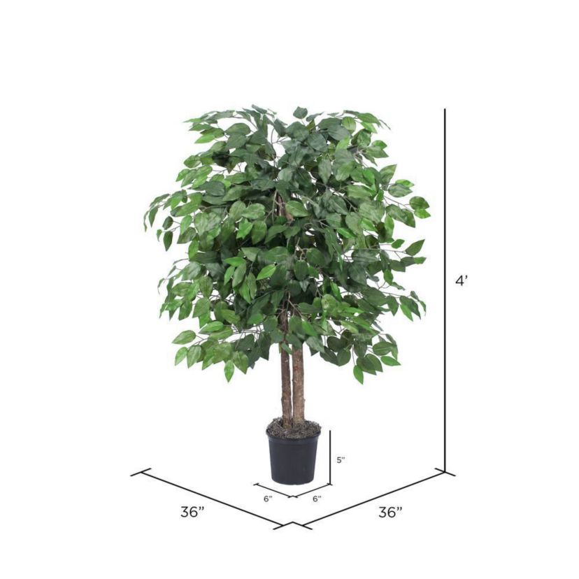 Artificial Ficus Bush, Plastic Pot.