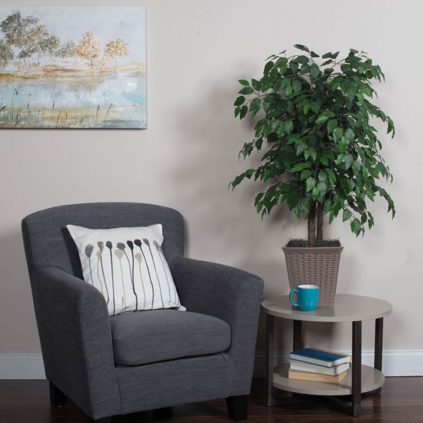 Artificial Ficus Bush, Plastic Pot.