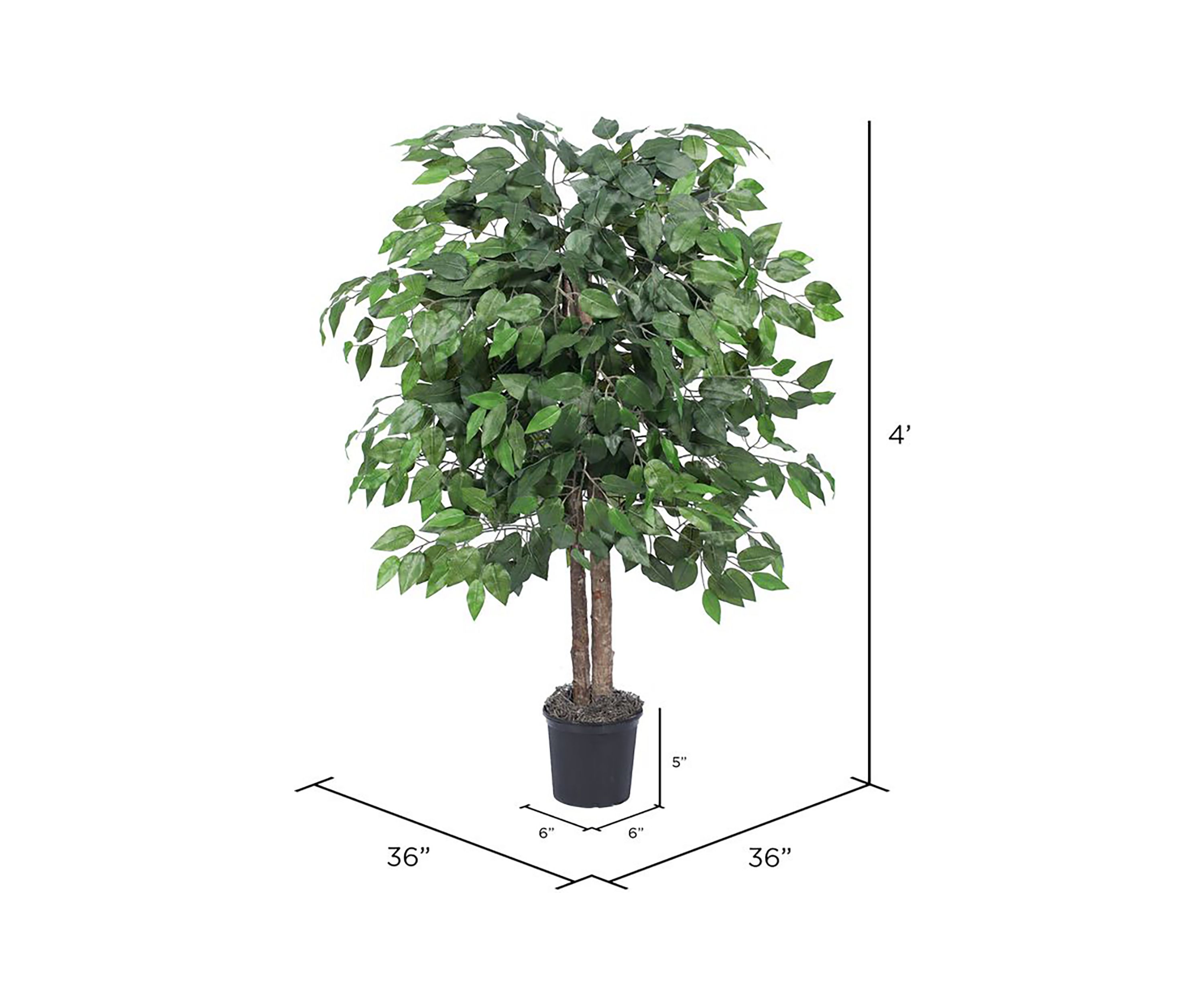 Artificial Ficus Bush, Plastic Pot.