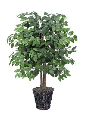 Vickerman Artificial Ficus Bush, Rattan Basket
