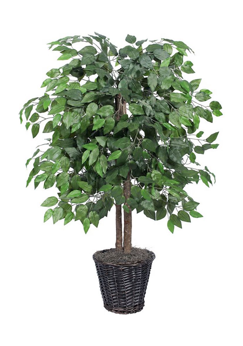 Artificial Ficus Bush, Rattan Basket.