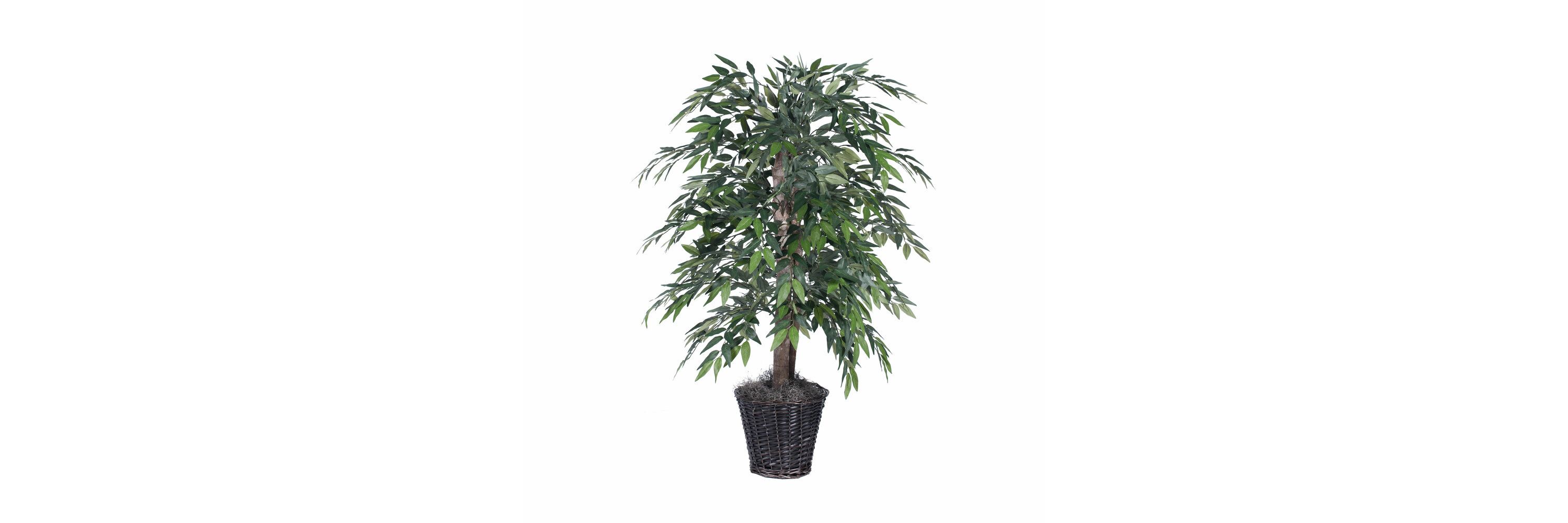 Artificial Smilax Bush, Rattan Basket